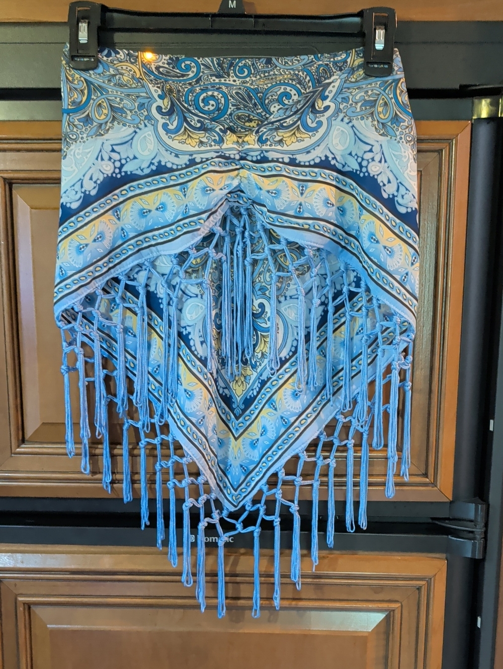 Boho Blue Tassel Scarf Tube Top - Unbranded
